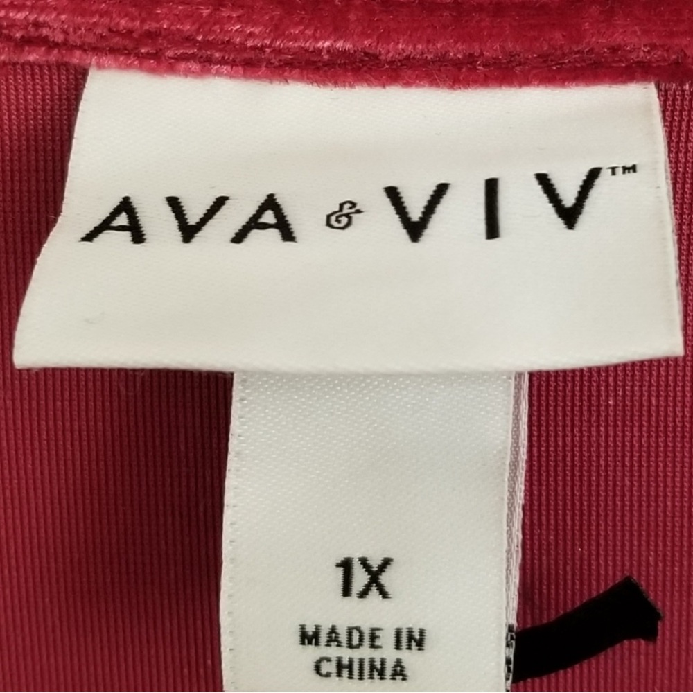 MAKE OFFER Elegant Velvet Long Sleeve Cherry Splash Plus Size Dress 1X - Picture 3 of 15